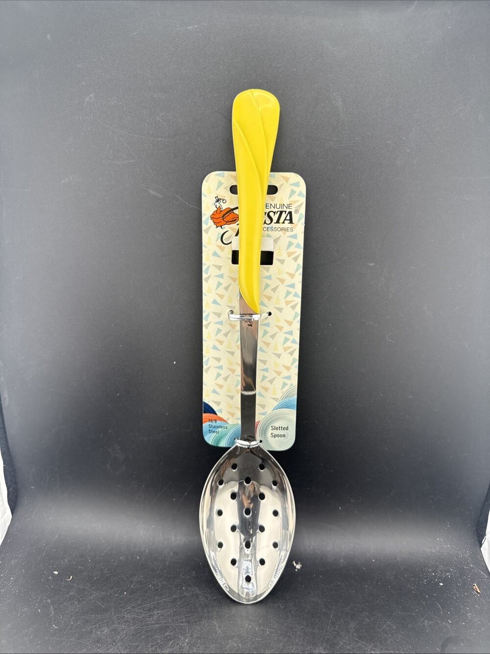 Fiesta Yellow Slotted Serving Spoon 18/8 Stainless Steel New On Card NIP